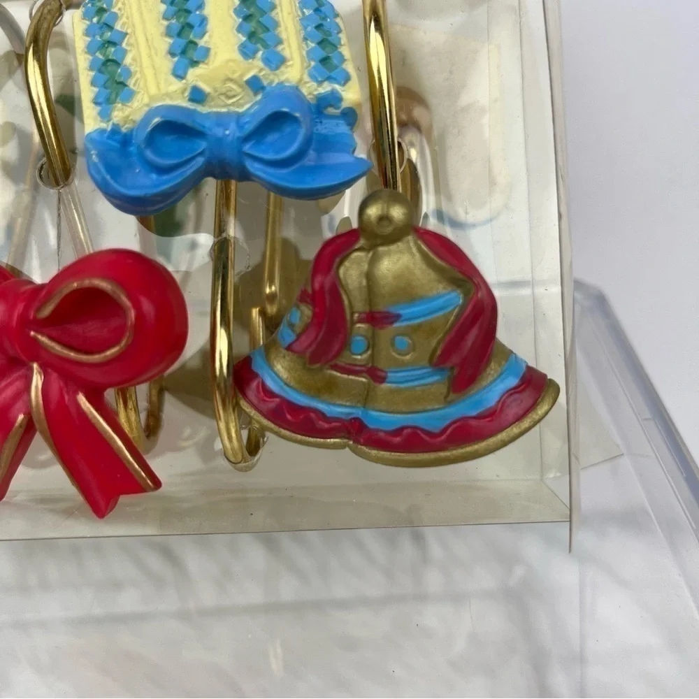 Set of 12 Christmas Shower Curtain Hooks Hand Painted Holiday Bathroom Decor